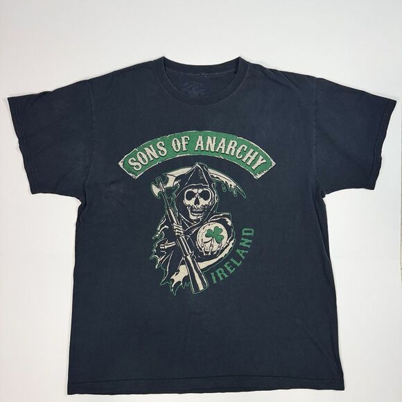 Sons of Anarchy Men’s Ireland Skull T-Shirt Size L Black Officially Licensed Y2K - Picture 1 of 6